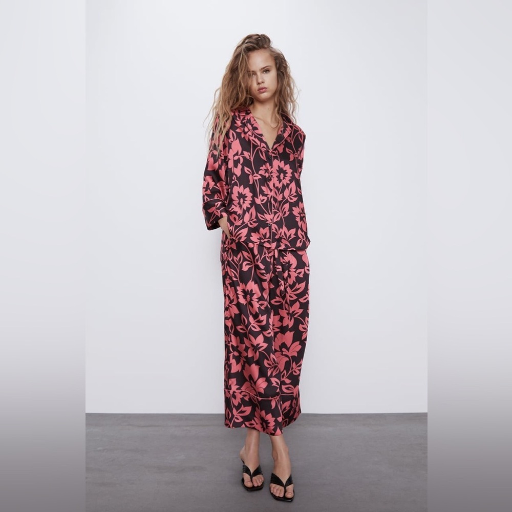 Zara set printed pyjama-style
